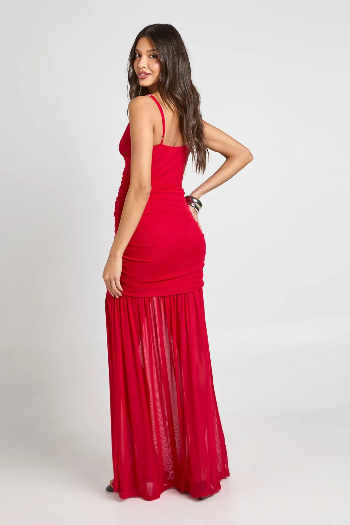 Robe Longue Caraco En Mesh Avec Ourlet En Résille