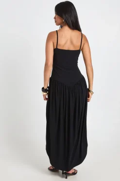 Robe Longue Caraco En Tissu Slinky Petite Avec Taille Froncée