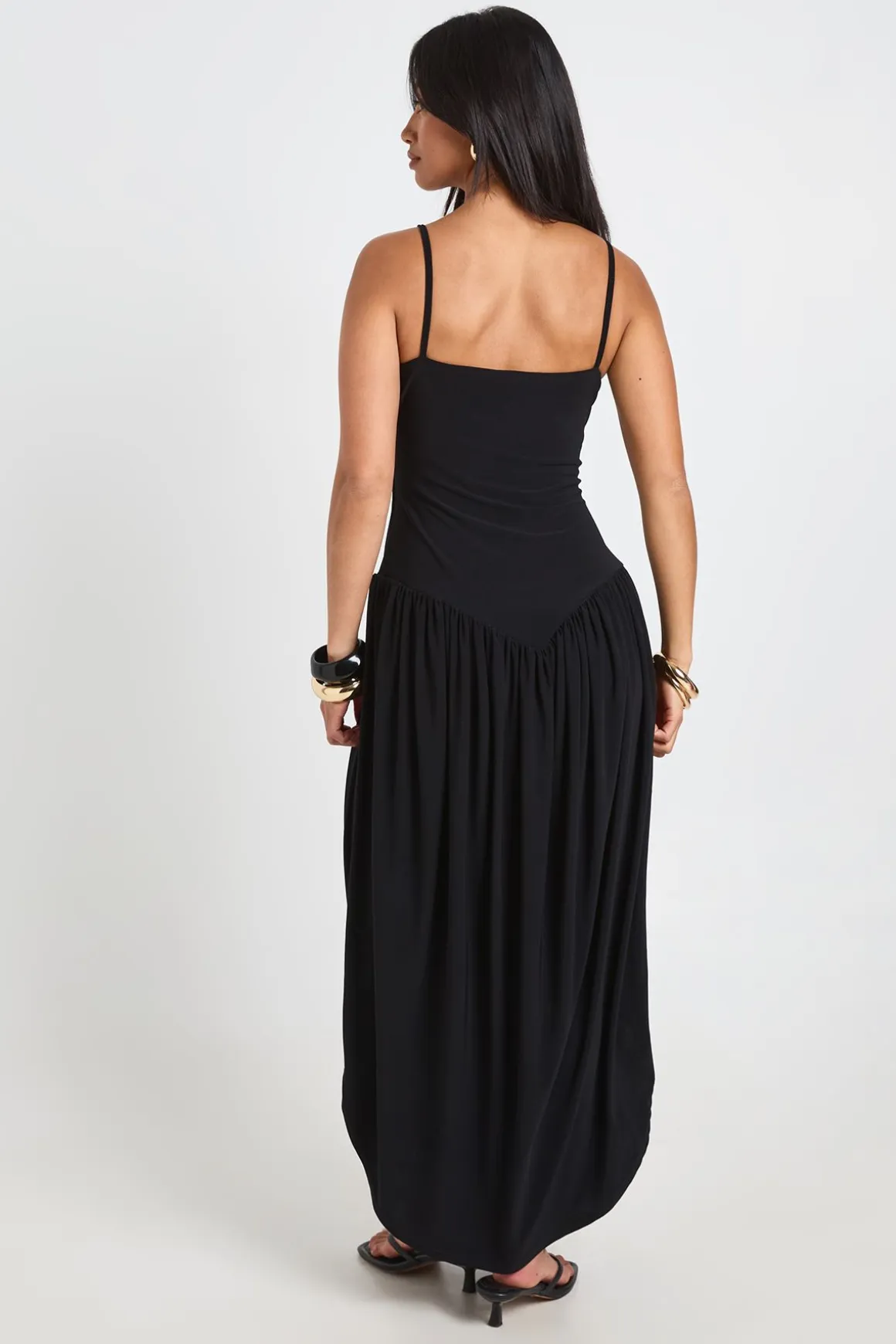 Robe Longue Caraco En Tissu Slinky Petite Avec Taille Froncée