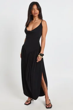 Robe Longue Caraco En Tissu Slinky Petite Avec Taille Froncée