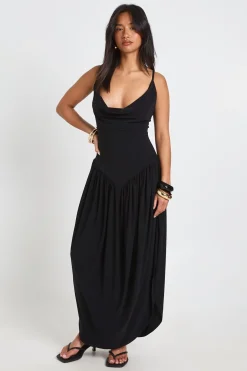 Robe Longue Caraco En Tissu Slinky Petite Avec Taille Froncée
