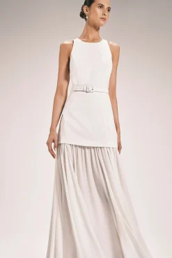 KarenMillen Robe Longue Ceinturée À Détail Jupe Plissée<Femme Toutes Les Robes|Robes