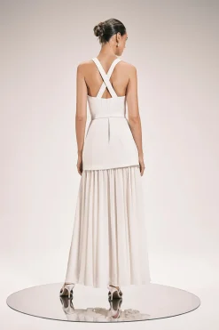 KarenMillen Robe Longue Ceinturée À Détail Jupe Plissée<Femme Toutes Les Robes|Robes