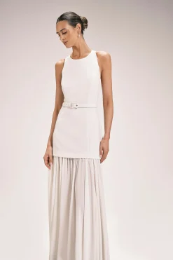 KarenMillen Robe Longue Ceinturée À Détail Jupe Plissée<Femme Toutes Les Robes|Robes