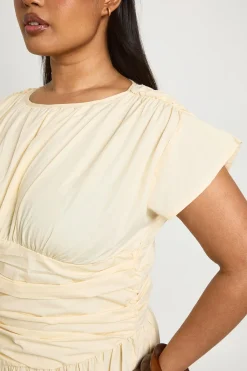 boohoo Robe Longue Cintrée À Détail Froncé Plus<Femme Toutes Les Robes|Robes Longues