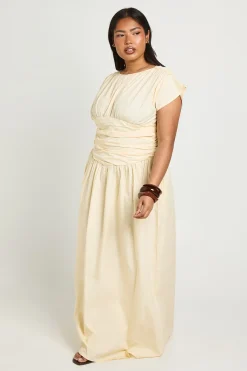boohoo Robe Longue Cintrée À Détail Froncé Plus<Femme Toutes Les Robes|Robes Longues
