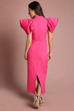 Coast Robe Longue Muse En Satin Structuré À Manches Volumineuses<Femme Satin Et Dentelle|Robes