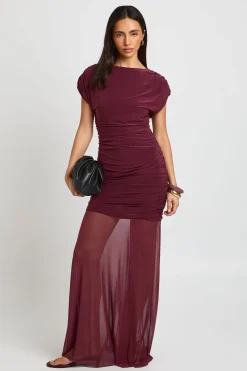 Robe Longue Col Asymétrique Bustier Froncé