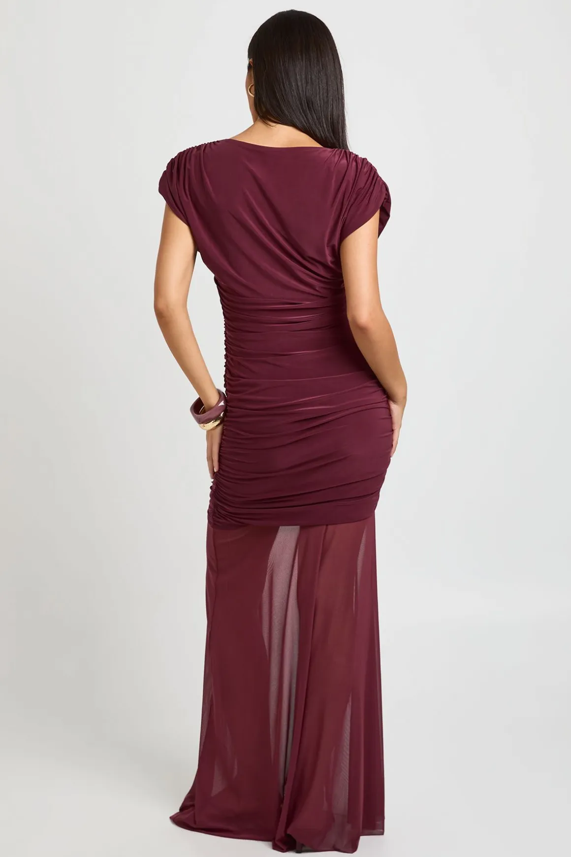 Robe Longue Col Asymétrique Bustier Froncé