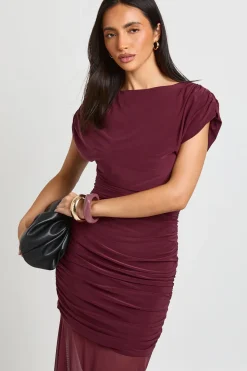 Robe Longue Col Asymétrique Bustier Froncé