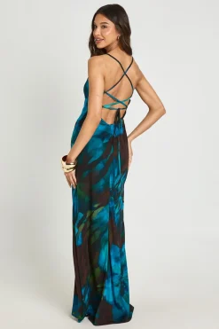 boohoo Robe Longue À Col Bénitier Imprimé Zèbre Multicolore<Femme Robes Moulantes|Robes