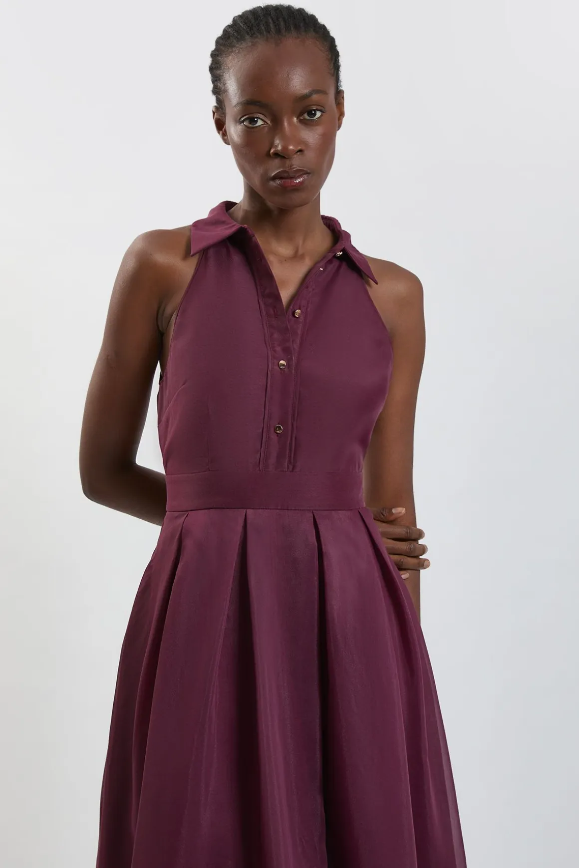 Robe Longue À Col En Organza