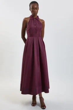 Robe Longue À Col En Organza