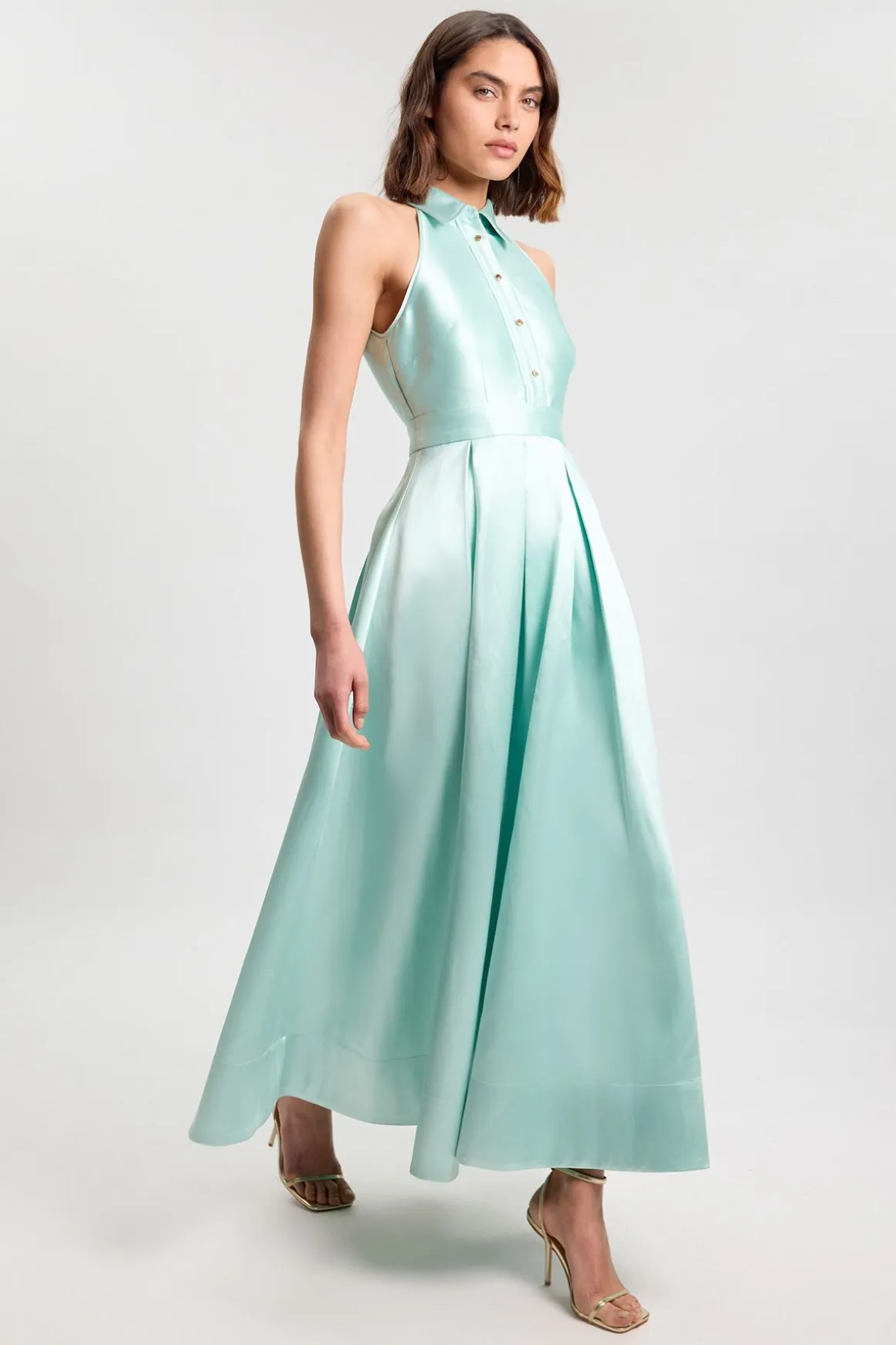 Robe Longue À Col En Sergé