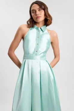 Robe Longue À Col En Sergé