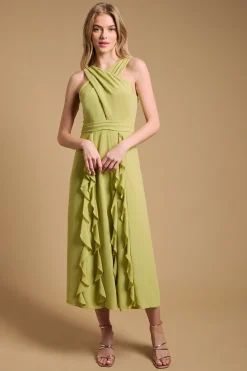 Oasis Robe Longue à Col Halter avec Volants<Femme Robes|Robe Invitée Mariage