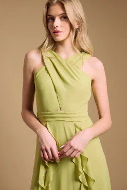 Oasis Robe Longue à Col Halter avec Volants<Femme Robes|Robe Invitée Mariage