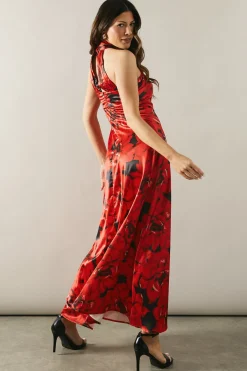 Wallis Robe Longue Col Halter en Satin Imprimé<Femme Satin Et Dentelle|Robes