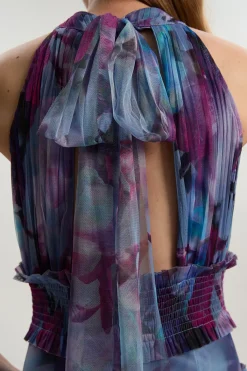 KarenMillen Robe Longue à Col Halter en Tulle Superposé<Femme Robes Bal De Promo|Robes