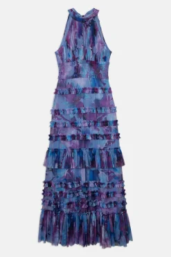 KarenMillen Robe Longue à Col Halter en Tulle Superposé<Femme Robes Bal De Promo|Robes
