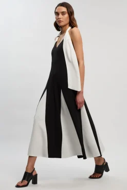 KarenMillen Robe Longue Col Licou À Détails Color Block Taillée Souple<Femme Robes|Robe Invitée Mariage