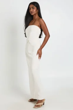 boohoo Robe Longue Colonne Bandeau 2 En 1 Aspect Lin<Femme Toutes Les Robes|Robes Longues