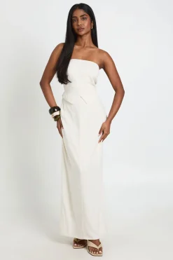 boohoo Robe Longue Colonne Bandeau 2 En 1 Aspect Lin<Femme Toutes Les Robes|Robes Longues