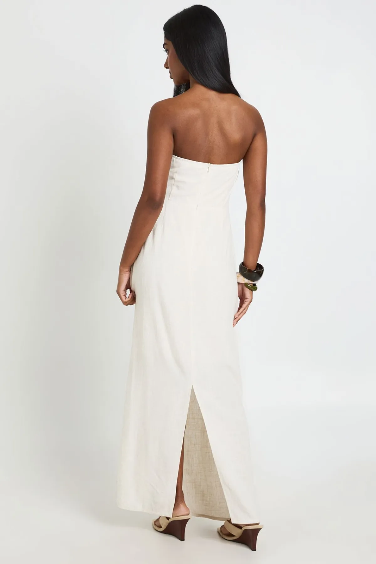 boohoo Robe Longue Colonne Bandeau 2 En 1 Aspect Lin<Femme Toutes Les Robes|Robes Longues