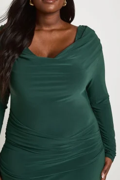 Robe Longue Colonne Bardot En Tissu Slinky Grande Taille