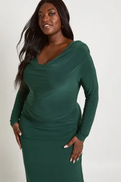 Robe Longue Colonne Bardot En Tissu Slinky Grande Taille