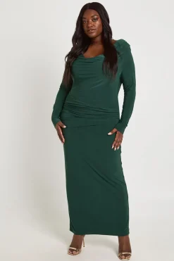 Robe Longue Colonne Bardot En Tissu Slinky Grande Taille