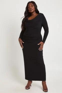 Robe Longue Colonne Bardot En Tissu Extensible Grande Taille