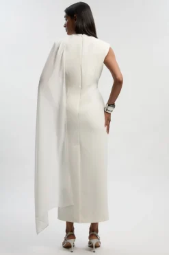 KarenMillen Robe Longue Colonne à Cape Drapée Tailleur Raffinée<Femme Robes Bal De Promo|Robes
