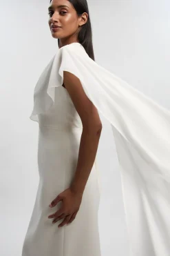 KarenMillen Robe Longue Colonne à Cape Drapée Tailleur Raffinée<Femme Robes Bal De Promo|Robes