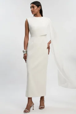 KarenMillen Robe Longue Colonne à Cape Drapée Tailleur Raffinée<Femme Robes Bal De Promo|Robes