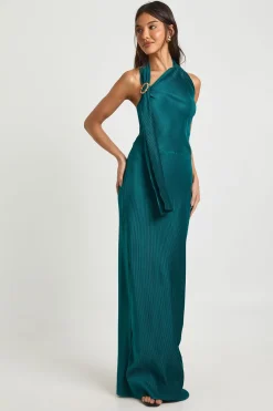 Robe Longue Colonne à Détail Licou Plissé