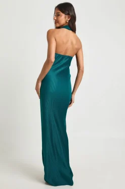 Robe Longue Colonne à Détail Licou Plissé