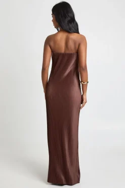 Robe Longue Colonne Plissée à Nœud Devant