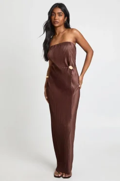 Robe Longue Colonne Plissée à Nœud Devant