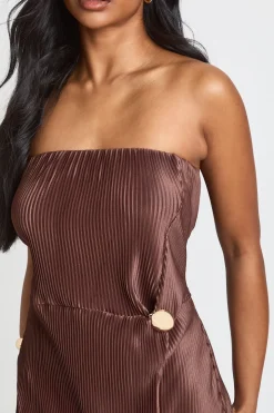 Robe Longue Colonne Plissée à Nœud Devant