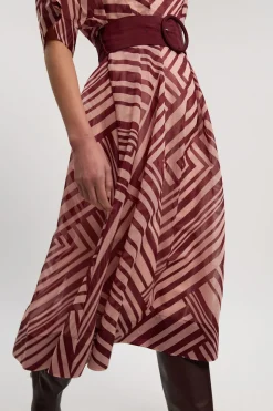 Robe Longue à Col Plongeant en Organdi Imprimé