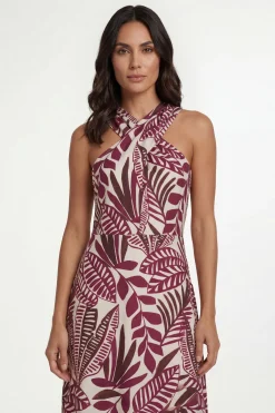 Wallis Robe Longue À Col Torsadé Imprimé Palmier<Femme Robes|Robes Longues