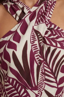 Wallis Robe Longue À Col Torsadé Imprimé Palmier<Femme Robes|Robes Longues