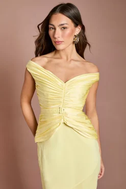 Robe Longue À Corsage Plissé Et Bas Évasé En Queue De Poisson