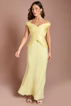 Robe Longue À Corsage Plissé Et Bas Évasé En Queue De Poisson
