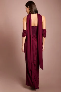 Robe Longue Corset En Maille Extensible Avec Détail Foulard