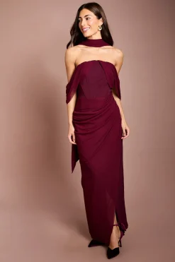 Robe Longue Corset En Maille Extensible Avec Détail Foulard