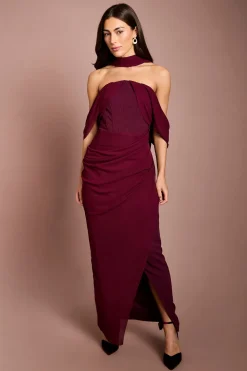 Robe Longue Corset En Maille Extensible Avec Détail Foulard