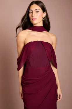 Robe Longue Corset En Maille Extensible Avec Détail Foulard