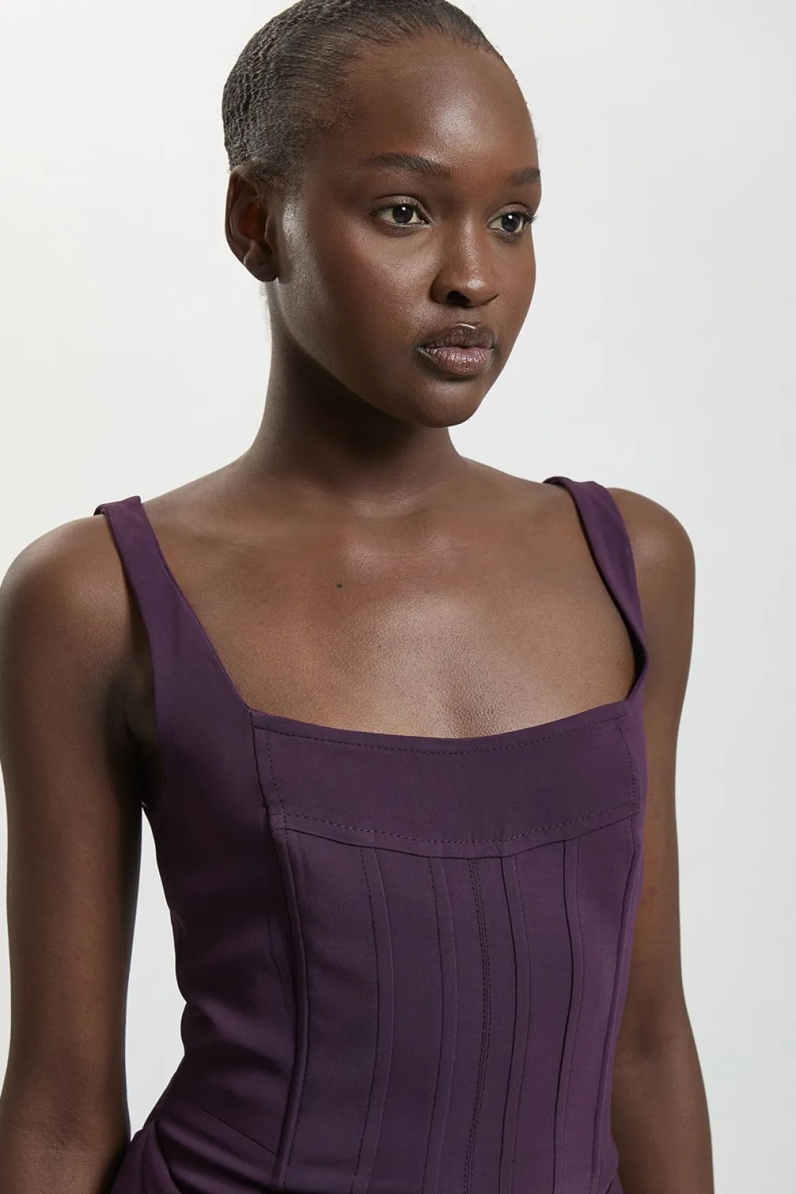 Robe Longue Corset En Viscose Compacte